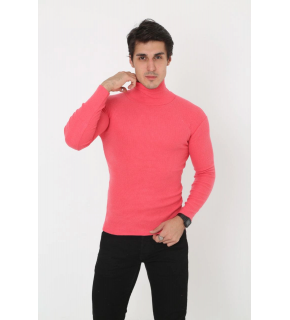 Erkek Fitilli Kaşkorse Kumaş Boğazlı Full Likralı Slimfit Body - Pembe