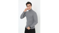 Erkek Fitilli Kaşkorse Kumaş Boğazlı Full Likralı Slimfit Body - Füme