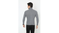Erkek Fitilli Kaşkorse Kumaş Boğazlı Full Likralı Slimfit Body - Füme