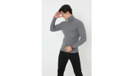 Erkek Fitilli Kaşkorse Kumaş Boğazlı Full Likralı Slimfit Body - Füme