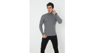 Erkek Fitilli Kaşkorse Kumaş Boğazlı Full Likralı Slimfit Body - Füme