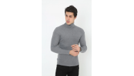 Erkek Fitilli Kaşkorse Kumaş Boğazlı Full Likralı Slimfit Body - Füme