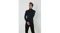 Erkek Fitilli Kaşkorse Kumaş Boğazlı Full Likralı Slimfit Body - Siyah