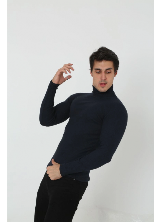 Erkek Fitilli Kaşkorse Kumaş Boğazlı Full Likralı Slimfit Body - Siyah