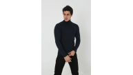 Erkek Fitilli Kaşkorse Kumaş Boğazlı Full Likralı Slimfit Body - Siyah