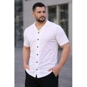 Erkek Waffle Kumaş Açık Yakalı Düğmeli Regular Fit Gömlek 2’li Set Siyah-Beyaz