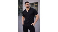 Erkek Waffle Kumaş Açık Yakalı Düğmeli Regular Fit Gömlek 2’li Set Siyah-Beyaz Erkek Waffle Kumaş Açık Yakalı Düğmeli Regular Fit Gömlek 2’li Set Siyah-Beyaz