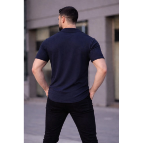 Erkek Waffle Kumaş Açık Yakalı Düğmeli Regular Fit Gömlek 2’li Set Lacivert-Gri