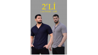 Erkek Waffle Kumaş Açık Yakalı Düğmeli Regular Fit Gömlek 2’li Set Lacivert-Gri Erkek Waffle Kumaş Açık Yakalı Düğmeli Regular Fit Gömlek 2’li Set Lacivert-Gri