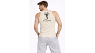 Erkek Fitilli Atlet Sıfır Yaka Slim Fit Arka Baskılı Spor Atlet - Krem