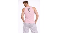 Erkek Fitilli Atlet Sıfır Yaka Slim Fit Arka Baskılı Spor Atlet - Pembe