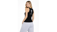 Kadın Fitilli Atlet Sıfır Yaka Slim Fit Arka Baskılı Spor Atlet - Siyah Kadın Fitilli Atlet Sıfır Yaka Slim Fit Arka Baskılı Spor Atlet - Siyah