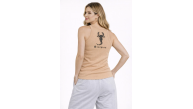 Kadın Fitilli Atlet Sıfır Yaka Slim Fit Arka Baskılı Spor Atlet - Bej Kadın Fitilli Atlet Sıfır Yaka Slim Fit Arka Baskılı Spor Atlet - Bej