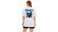 Kadın Asit Yıkamalı Oversize Tişört Bisiklet Yaka Kısa Kol T-shirt - Beyaz Kadın Asit Yıkamalı Oversize Tişört Bisiklet Yaka Kısa Kol T-shirt - Beyaz