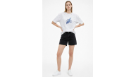 Kadın Asit Yıkamalı Oversize Tişört Bisiklet Yaka Kısa Kol T-shirt - Beyaz Kadın Asit Yıkamalı Oversize Tişört Bisiklet Yaka Kısa Kol T-shirt - Beyaz