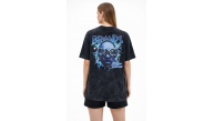 Kadın Asit Yıkamalı Oversize Tişört Bisiklet Yaka Kısa Kol T-shirt - Siyah Kadın Asit Yıkamalı Oversize Tişört Bisiklet Yaka Kısa Kol T-shirt - Siyah