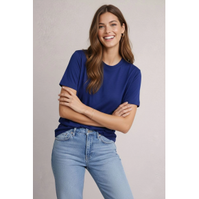 Kadın Tişört Osy Modal yumuşak dokulu Kumaş Bisiklet Yaka T-shirt - Lacivert