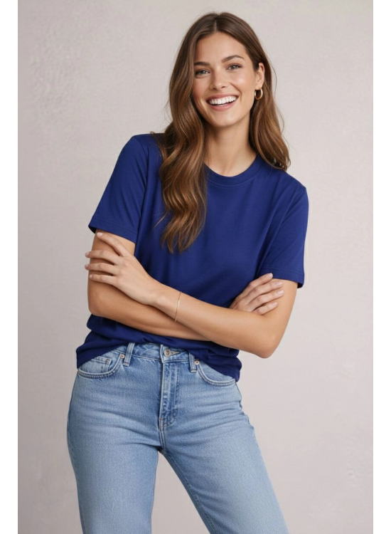 Kadın Tişört Osy Modal yumuşak dokulu Kumaş Bisiklet Yaka T-shirt - Lacivert Kadın Tişört Osy Modal yumuşak dokulu Kumaş Bisiklet Yaka T-shirt - Lacivert