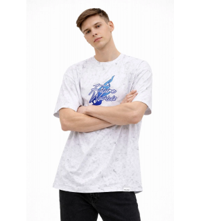 Erkek Asit Yıkamalı Oversize Tişört Bisiklet Yaka Kısa Kol T-shirt - Beyaz
