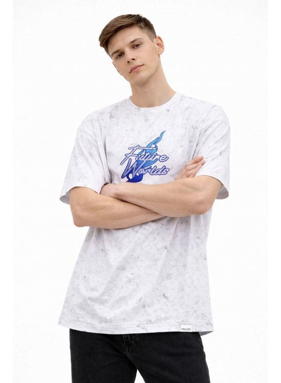 Erkek Asit Yıkamalı Oversize Tişört Bisiklet Yaka Kısa Kol T-shirt - Beyaz Erkek Asit Yıkamalı Oversize Tişört Bisiklet Yaka Kısa Kol T-shirt - Beyaz