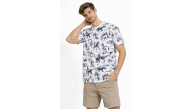 Erkek Dinozor Dijıtal ön ve arka Baskılı Tişört Bisiklet Yaka T-Shirt - Beyaz Erkek Dinozor Dijıtal ön ve arka Baskılı Tişört Bisiklet Yaka T-Shirt - Beyaz