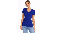 Kadın T-Shirt V Yaka Slim Fit Likralı Tişört Yazlık Basic Body - İndigo Kadın T-Shirt V Yaka Slim Fit Likralı Tişört Yazlık Basic Body - İndigo