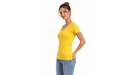 Kadın T-Shirt V Yaka Slim Fit Likralı Tişört Yazlık Basic Body - Sarı Kadın T-Shirt V Yaka Slim Fit Likralı Tişört Yazlık Basic Body - Sarı
