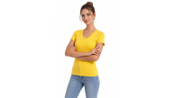 Kadın T-Shirt V Yaka Slim Fit Likralı Tişört Yazlık Basic Body - Sarı Kadın T-Shirt V Yaka Slim Fit Likralı Tişört Yazlık Basic Body - Sarı
