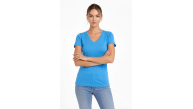 Kadın T-Shirt V Yaka Slim Fit Likralı Tişört Yazlık Basic Body - Açık Mavi Kadın T-Shirt V Yaka Slim Fit Likralı Tişört Yazlık Basic Body - Açık Mavi