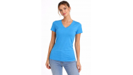 Kadın T-Shirt V Yaka Slim Fit Likralı Tişört Yazlık Basic Body - Açık Mavi Kadın T-Shirt V Yaka Slim Fit Likralı Tişört Yazlık Basic Body - Açık Mavi