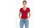 Kadın T-Shirt V Yaka Slim Fit Likralı Tişört Yazlık Basic Body - Kırmızı Kadın T-Shirt V Yaka Slim Fit Likralı Tişört Yazlık Basic Body - Kırmızı