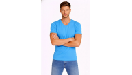 Erkek Body T-shirt V Yaka Slim Fit Likralı Kısa kol Tişört - Açık Mavi Erkek Body T-shirt V Yaka Slim Fit Likralı Kısa kol Tişört - Açık Mavi