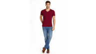 Erkek Body T-shirt V Yaka Slim Fit Likralı Kısa kol Tişört - Bordo Erkek Body T-shirt V Yaka Slim Fit Likralı Kısa kol Tişört - Bordo