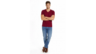 Erkek Body T-shirt V Yaka Slim Fit Likralı Kısa kol Tişört - Bordo Erkek Body T-shirt V Yaka Slim Fit Likralı Kısa kol Tişört - Bordo