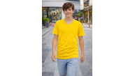 Genç Erkek Çocuk V Yaka Tişört Model - Sarı Genç Erkek Çocuk V Yaka Tişört Model - Sarı