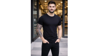 Erkek Body Tişört Bisiklet Yaka Slim Fit Likralı T-Shirt - Siyah Erkek Body Tişört Bisiklet Yaka Slim Fit Likralı T-Shirt - Siyah