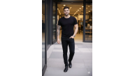 Erkek Body Tişört Bisiklet Yaka Slim Fit Likralı T-Shirt - Siyah Erkek Body Tişört Bisiklet Yaka Slim Fit Likralı T-Shirt - Siyah