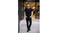 Erkek Body Tişört Bisiklet Yaka Slim Fit Likralı T-Shirt - Siyah Erkek Body Tişört Bisiklet Yaka Slim Fit Likralı T-Shirt - Siyah