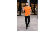 Erkek Body Tişört Bisiklet Yaka Slim Fit Likralı T-Shirt - Turuncu Erkek Body Tişört Bisiklet Yaka Slim Fit Likralı T-Shirt - Turuncu