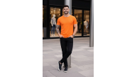 Erkek Body Tişört Bisiklet Yaka Slim Fit Likralı T-Shirt - Turuncu Erkek Body Tişört Bisiklet Yaka Slim Fit Likralı T-Shirt - Turuncu