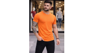 Erkek Body Tişört Bisiklet Yaka Slim Fit Likralı T-Shirt - Turuncu Erkek Body Tişört Bisiklet Yaka Slim Fit Likralı T-Shirt - Turuncu