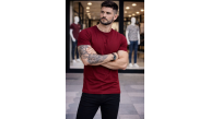 Erkek Body Tişört Bisiklet Yaka Slim Fit Likralı T-Shirt - Bordo Erkek Body Tişört Bisiklet Yaka Slim Fit Likralı T-Shirt - Bordo