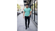 Erkek Body Tişört Bisiklet Yaka Slim Fit Likralı T-Shirt - Turkuvaz Erkek Body Tişört Bisiklet Yaka Slim Fit Likralı T-Shirt - Turkuvaz