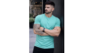Erkek Body Tişört Bisiklet Yaka Slim Fit Likralı T-Shirt - Turkuvaz Erkek Body Tişört Bisiklet Yaka Slim Fit Likralı T-Shirt - Turkuvaz
