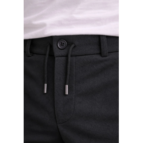 Erkek Diagonel Mikro dokulu Duble Paça Cepli Pantolon , Modern Kesim - Siyah