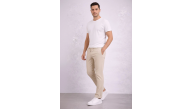 Erkek Diagonel Mikro dokulu Duble Paça Cepli Pantolon ,Modern Kesim - Krem Erkek Diagonel Mikro dokulu Duble Paça Cepli Pantolon ,Modern Kesim - Krem
