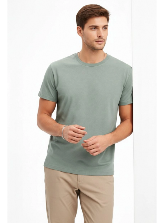 Erkek Bisiklet Yaka Yazlık Kısa kol Düz Tişört Regular Kalıp T-shirt - Mint Yeşili Erkek Bisiklet Yaka Yazlık Kısa kol Düz Tişört Regular Kalıp T-shirt - Mint Yeşili