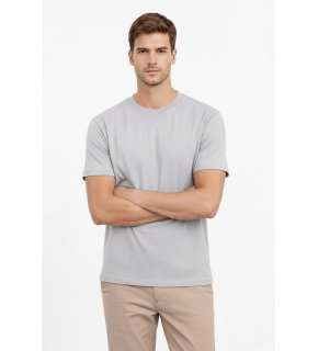 Erkek Bisiklet Yaka Yazlık Kısa kol Düz Tişört Regular Kalıp T-shirt - Gri