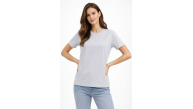 Kadın Bisiklet Yaka Yazlık Kısa kol Düz Tişört Regular Kalıp T-shirt - Gri Kadın Bisiklet Yaka Yazlık Kısa kol Düz Tişört Regular Kalıp T-shirt - Gri