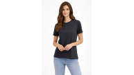 Kadın Bisiklet Yaka Yazlık Kısa kol Düz Tişört Regular Kalıp T-shirt - Füme Kadın Bisiklet Yaka Yazlık Kısa kol Düz Tişört Regular Kalıp T-shirt - Füme